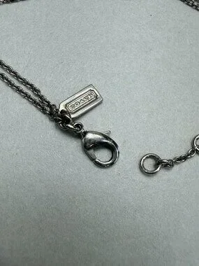 Coach | Jewelry | Coach Double Chain Bracelet Logo Charm Silver Tone ...